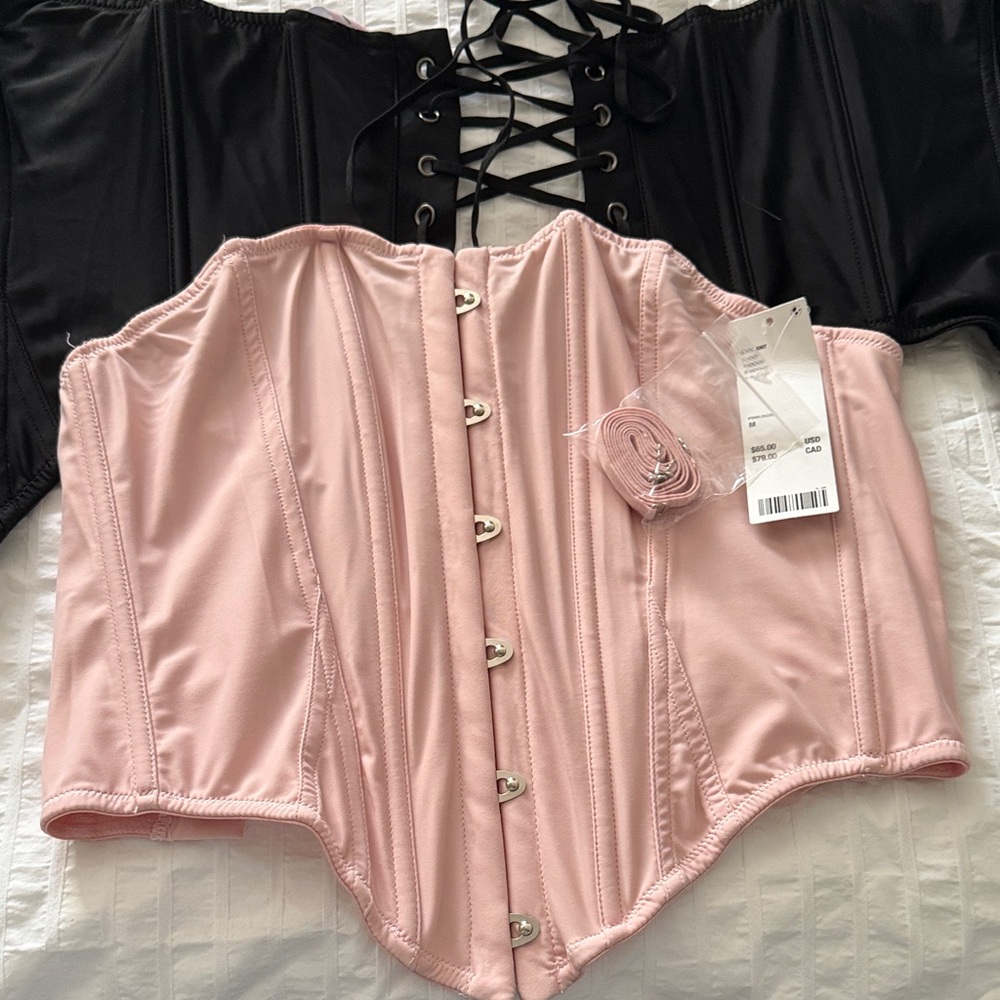 Urban Outfitters Pink and Black Corset Tops - Picture 3 of 8